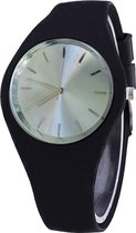 Fako® - Horloge - Siliconen - Ultra Deluxe - Zwart - Zilver