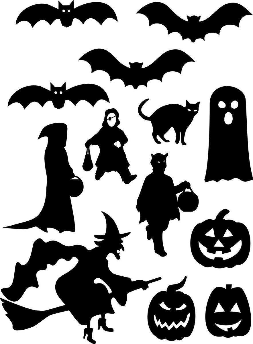 Herbruikbare raamstickers - statische raam stickers - Uitbreidingsset stickers Halloween, HERBRUIKBAAR