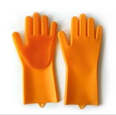 Magic siliconen schoonmaak handschoenen met ingebouwde borstels - multi-functionele poetshandschoenen - oranje - 1 paar