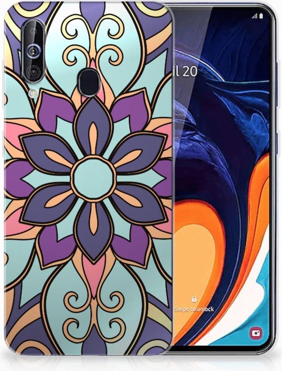 Samsung Galaxy A60 TPU Case Purple Flower