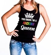 Zwart You know i am a fucking Queen tanktop / mouwloos shirt dames - gay pride / parade M