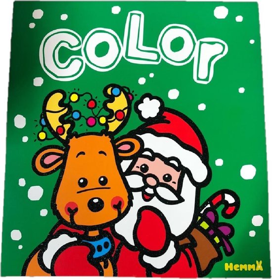 Glitter kerst kleurboek Hemma - 24 kleurplaten - kerstkleurboek