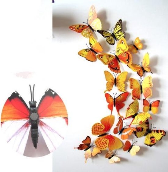3D Muurvlinder - muur vlinders - wand decoratie - woonkamer - Gemixte  kleuren | bol.com