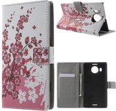 Microsoft Lumia 950 XL wallet agenda hoesje roze bloemen