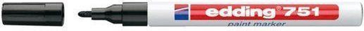 Lakmarker Permanent Edding 751 - Rond - Zwart