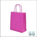Papieren Draagtassen - Pink - Magenta | (24x12x31cm) | papieren tassen kraft | met gedraaide handvatten - 50 Stuks