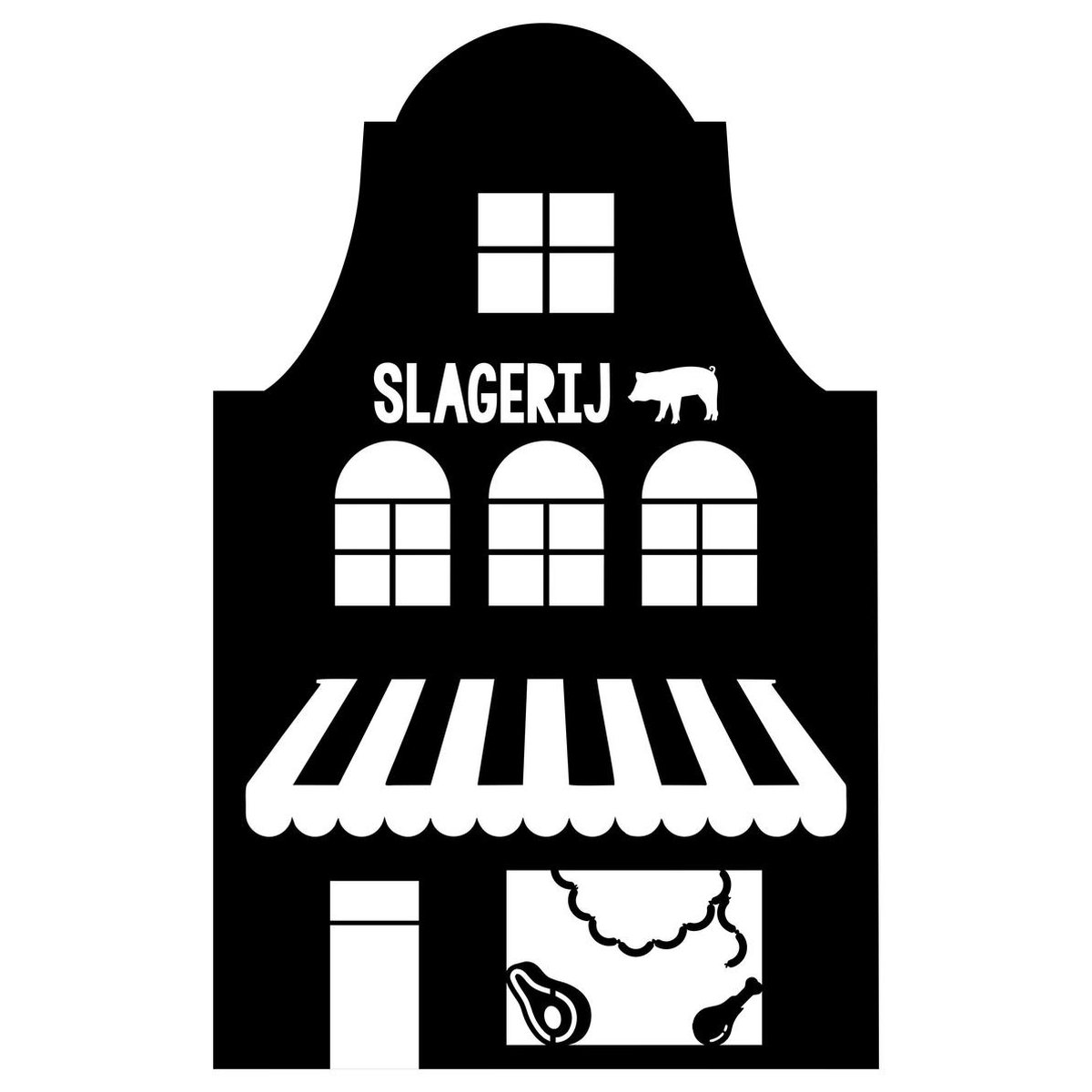 Herbruikbare raamstickers - statische raam stickers - Uitbreiding 'Huisje Slagerij', HERBRUIKBAAR