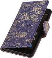 Huawei Honor 4C Lace Kant Booktype Wallet Hoesje Blauw - Cover Case Hoes