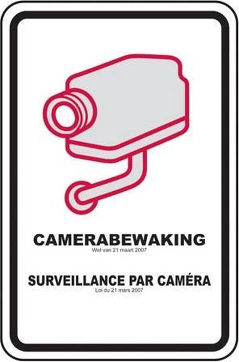 Velleman Camerabewakingsbord, 24/7 camerabewaking, versie BE, kunststof, 30 cm x 21 cm