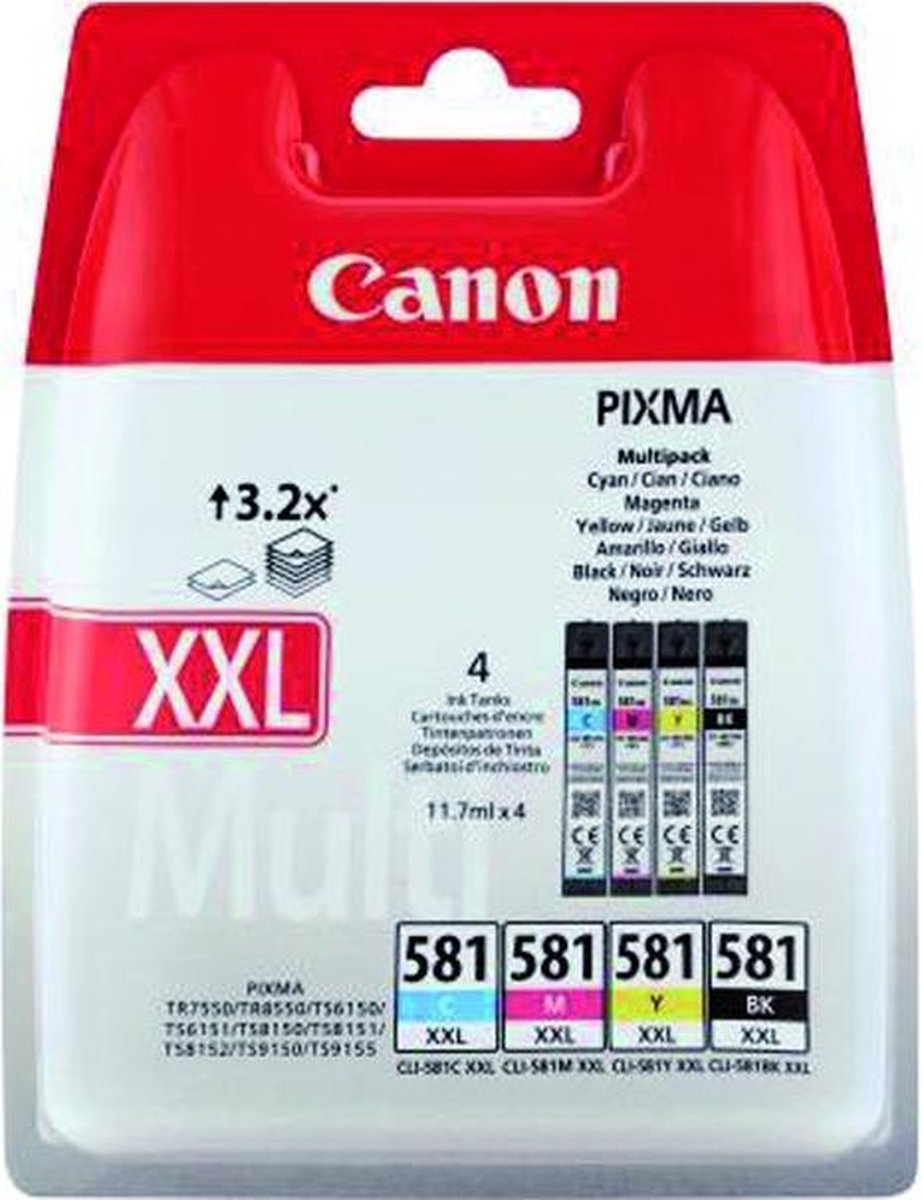 Canon CLI-581XXL - Inktcartridges Zwart / Cyaan / Magenta / Geel