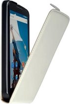Premium Wit Motorola Nexus 6 Lederen Flip case Telefoonhoesje