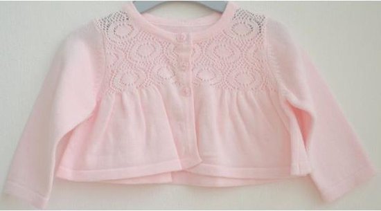 Roze cardigan / gilet - 0-3 maanden