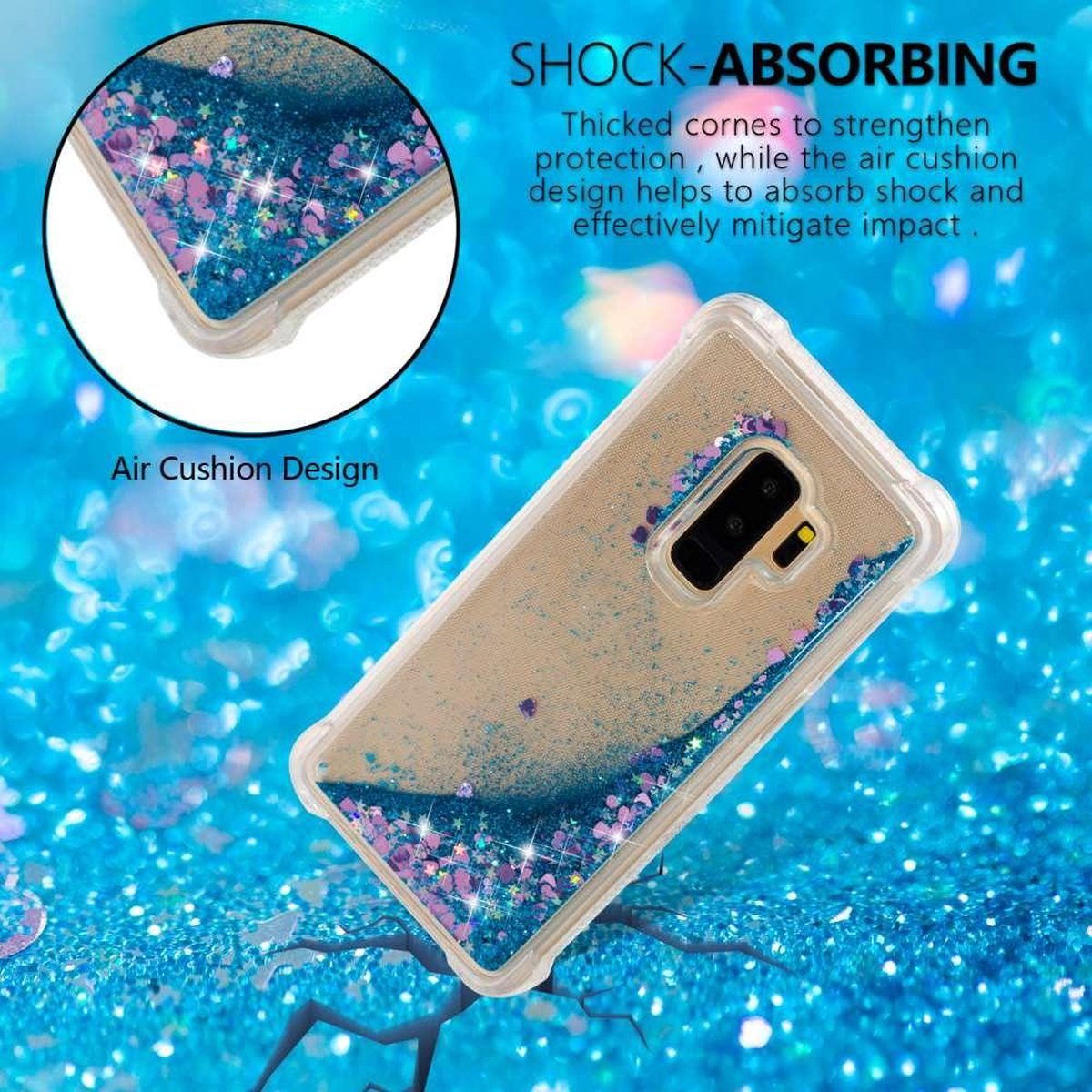 Glitter hoesje voor Samsung Galaxy S9 - blauw | bol.com
