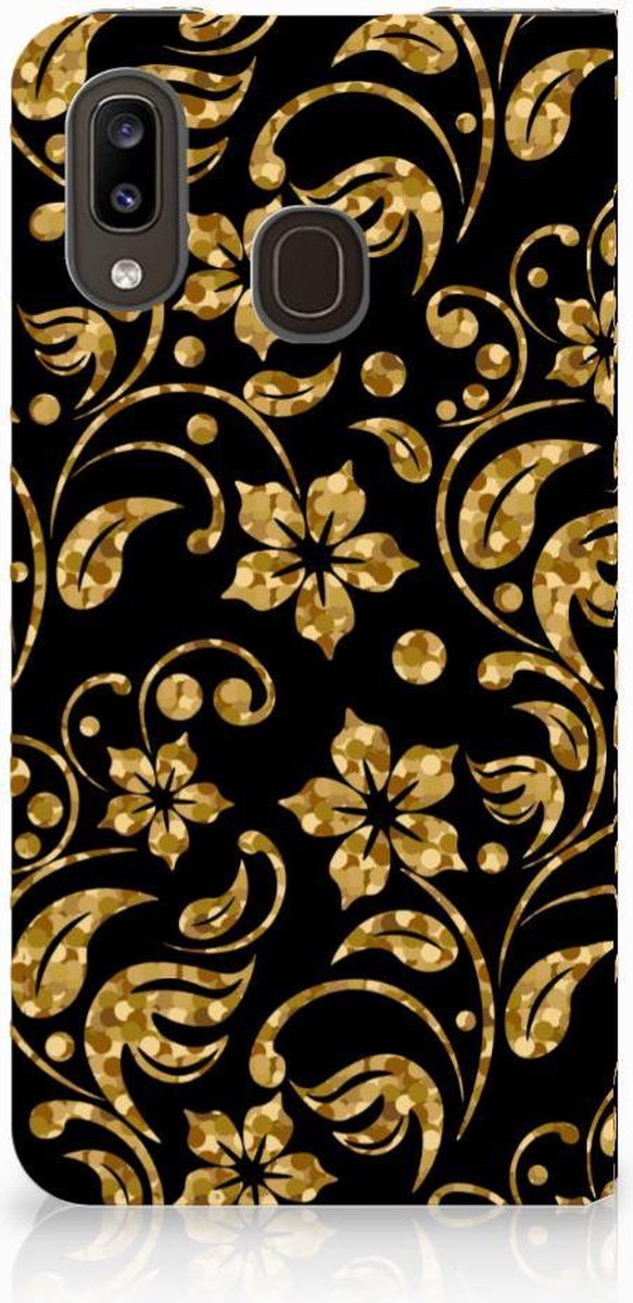 Samsung Galaxy A30 Smart Cover Gouden Bloemen