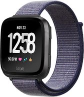 KELERINO. Nylon bandje geschikt voor Fitbit Versa (Lite) - Midnight Blue