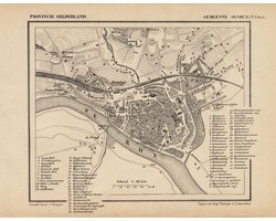 Historische kaart, plattegrond van de stad Arnhem in Gelderland uit 1867 door Kuyper van Kaartcadeau.com