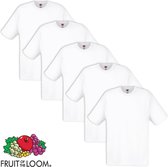 Fruit of the Loom - 5 stuks Valueweight T-shirts Ronde Hals - Wit - S