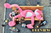 DP® Diamond Painting pakket volwassenen - Afbeelding: Dronken Roze Panter - 50 x 75 cm volledige bedekking, vierkante steentjes - 100% Nederlandse productie! - Cat.: Dieren - Wilde dieren