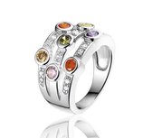 Montebello Ring Fancy Colours - Zilver Gerhodineerd - 12mm - Maat 54-17.2mm