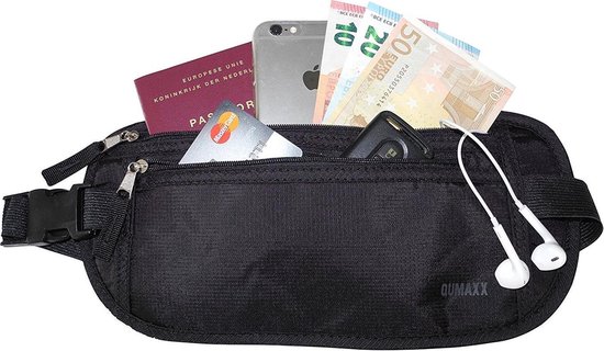 Sac banane Noir - Moneybelt - Ceinture porte-monnaie / Pochette porte-monnaie - Portefeuille de voyage pour un voyage en toute sécurité