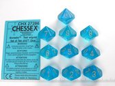 Chessex dobbelstenen set, 10 10-zijdig, Borealis teal w/gold