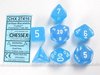Jeu de dés Chessex, 7 polydice, bleu caraïbe givré avec blanc