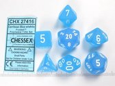 Chessex Frosted Caribbean Blue/wit Polydice Dobbelsteen Set (7 stuks)