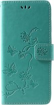 Shop4 - Samsung Galaxy A9 (2018) Hoesje - Wallet Case Vlinder Patroon Mint Groen