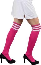 Cheerleaderkousen fluor pink/wit