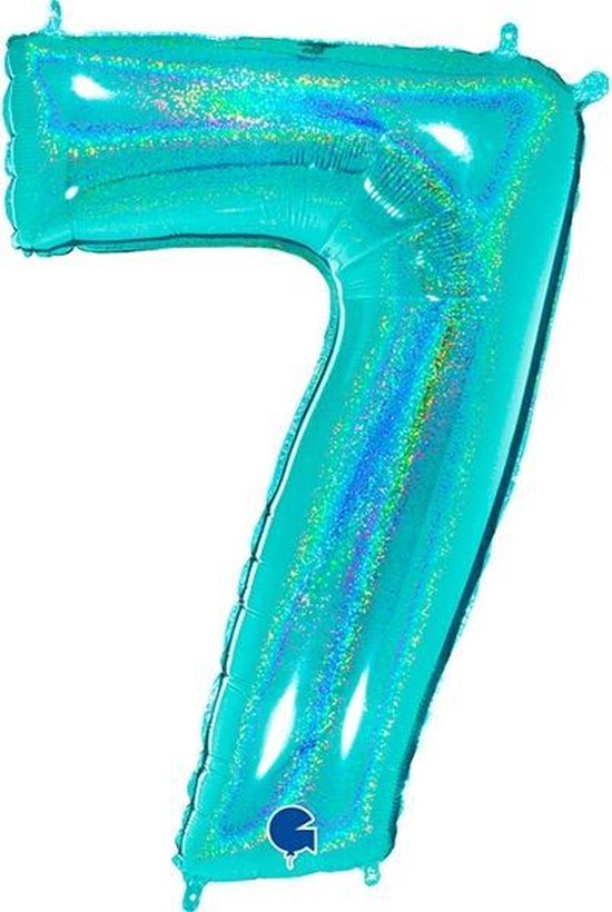 Cijfer 7 Glitter Tiffany Blue (102cm)