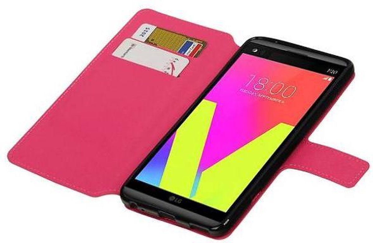 Cross Pattern TPU Bookstyle Wallet Case Hoesjes Geschikt voor LG V20 Roze