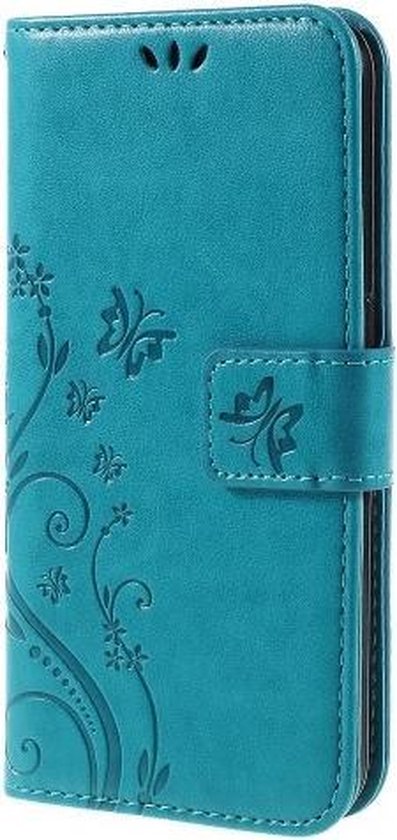 Book Case Cover Bloemen Samsung Galaxy S6 - Blauw