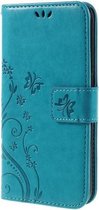 Bloemen Book Case - Samsung Galaxy S6 Hoesje - Blauw