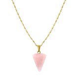 Studio Bae | The Atelier - Ketting - Piramide Rozenkwarts - 18K Verguld Goud