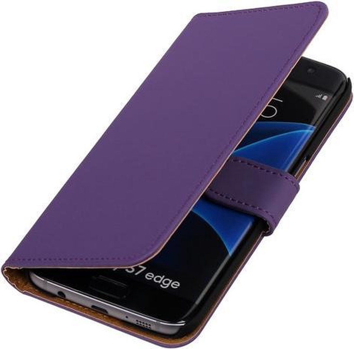 Paars Effen Booktype Samsung Galaxy S7 Edge Wallet Cover Hoesje