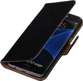 Zwart Slang Booktype Samsung Galaxy S7 Edge Wallet Cover Hoesje