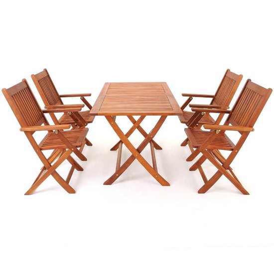 Tuinset - 4 stoelen en 1 tafel -  Acaciahout