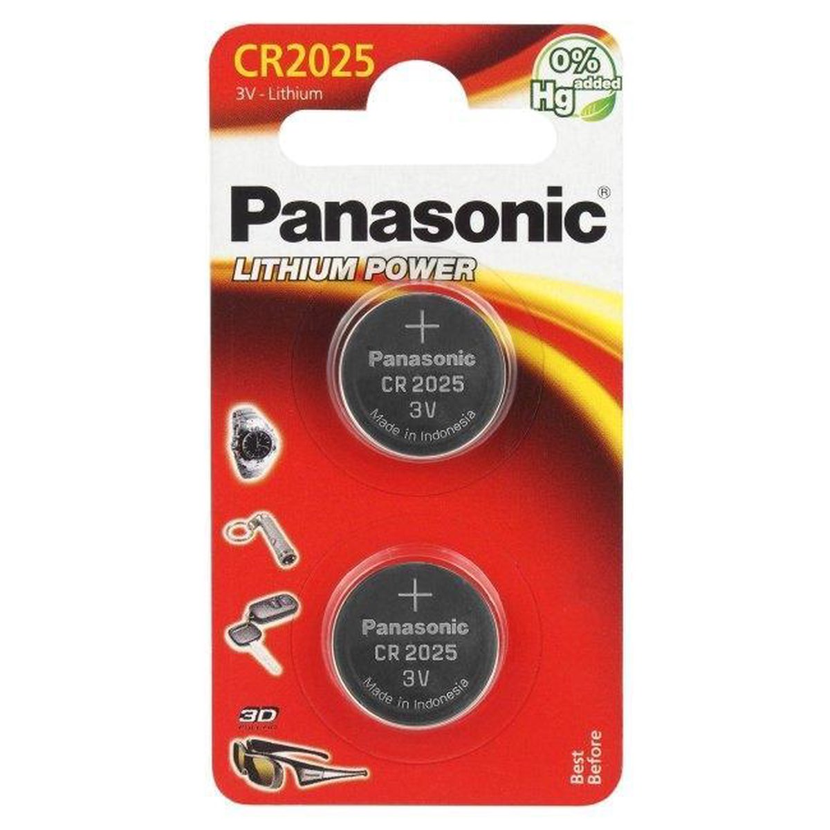 Panasonic CR2025 - EP/2B Lithium knoopcelbatterij - 2 stuks