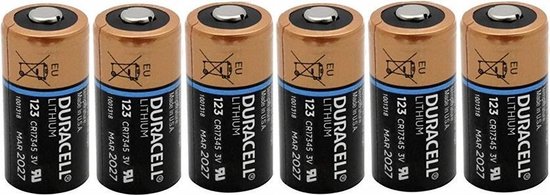 6 piles au lithium DURACELL CR123 3 volts