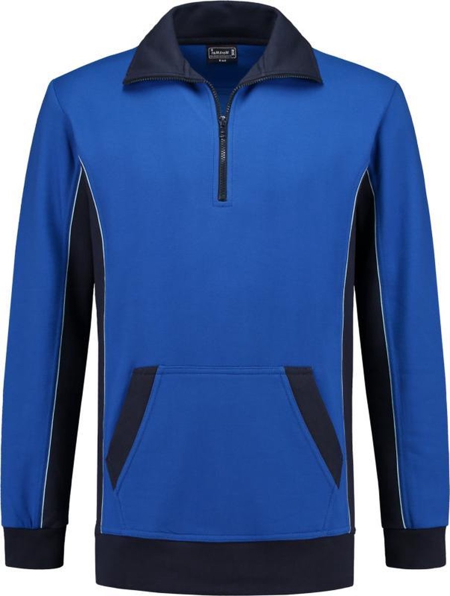 Workman Zipper Sweater Bi-Colour - 2704 royal blue/navy- Maat 2XL