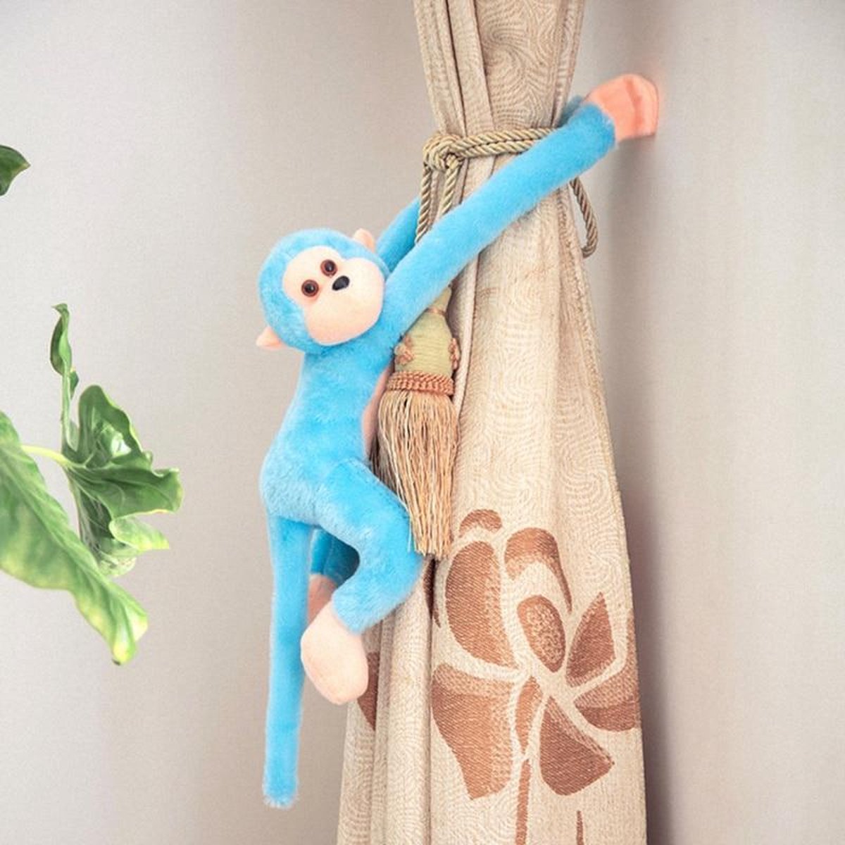 knuffel aap pluche-lange arm- klittenband- Blauw | bol.com