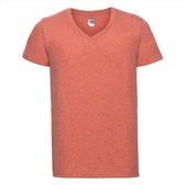 Basic V-hals t-shirt vintage washed koraal oranje voor heren - Herenkleding t-shirt oranje S (36/48)