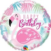 Folie ballon Happy Birthday flamingo 45 cm