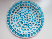 Glazen onderbord - mozaiek - blauw - 25 cm - 3 stuks