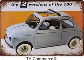 TH Commerce - Fiat 500 Cabrio - Metalen Vintage Decoratie Wandbord - Garage - Reclamebord - Muurplaat - Retro - Wanddecoratie -Tekstbord - Nostalgie - 30 x 20 cm 0987