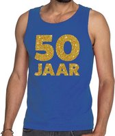 50 Jaar glitter tanktop / mouwloos shirt blauw heren M