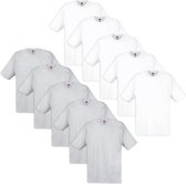 10 Fruit of the Loom Original T-shirt 100% katoen wit en grijs L