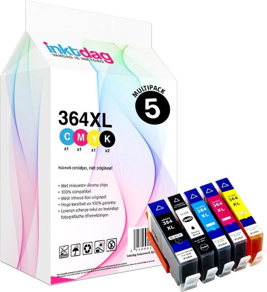 Cartouches d'encre Day Ink pour HP 364 XL, emballage multiple de 5 couleurs  (1 * noir,... | bol.com
