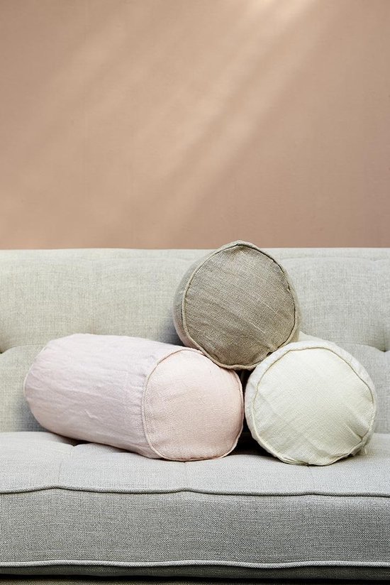 Riviera Maison Lovely linen Roll Pillow Cover - Kussenhoes - 50x20 cm -  Pink | bol.com