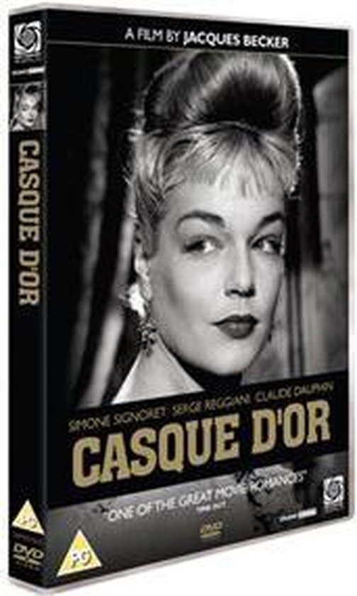 Filmcover van Casque d'Or met Simone Signoret in close-up, met de titel in goudkleurige letters.